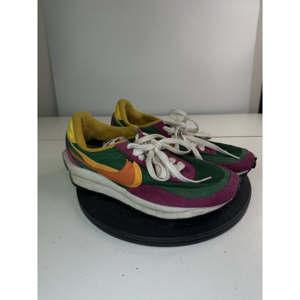 Nike Sacai LD Waffle Shoes Mens 8 Pink Green Mesh Suede Retro BV0073-301
